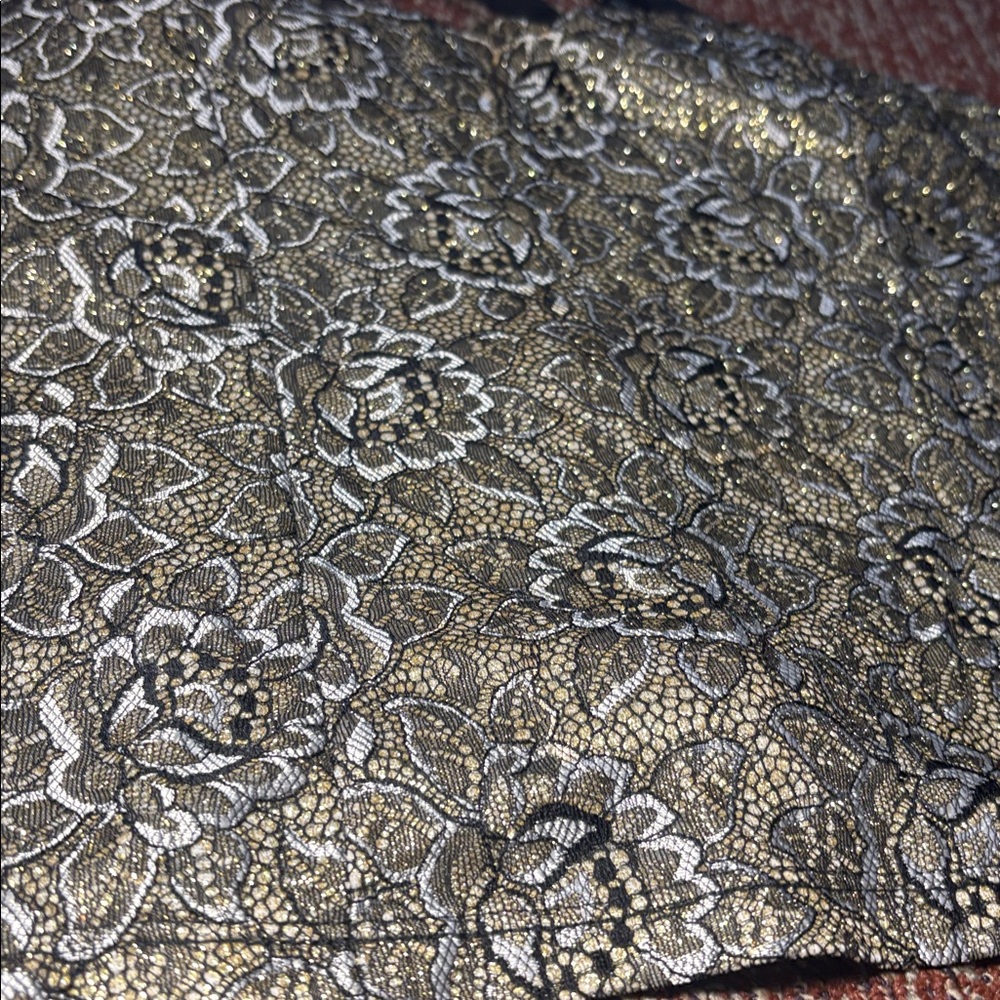 Vintage damask metallic high neck cage neck zipper back bustier going out top - Picture 4 of 14